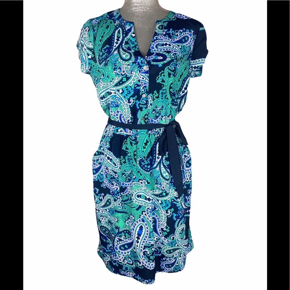 Tommy Hilfiger Paisley Tie Waist Dress M